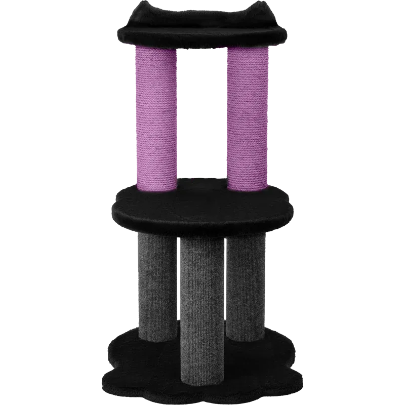 Relaxation - 2-Level Cat Tree - Black Faux Fur