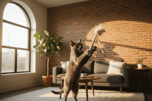  Cat playing in a small Toronto studio apartment – indoor cat enrichment