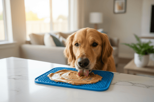 Dog licking silicone lick mat for calm and slow feeding – Šapice Pet Wellness Canada