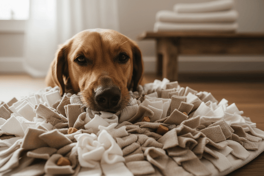 Dog sniffing snuffle mat for mental enrichment – Šapice Pet Wellness Canada