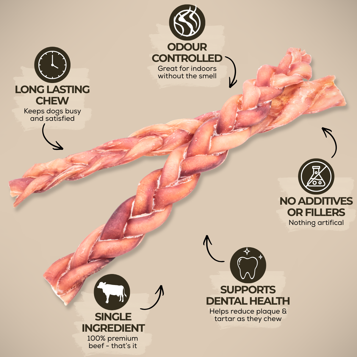 Bully Bunches 12 Inch Standard Braided Bully Stick