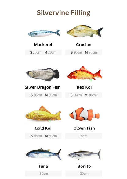 Peluche poisson 100 % vigne argentée/herbe à chat