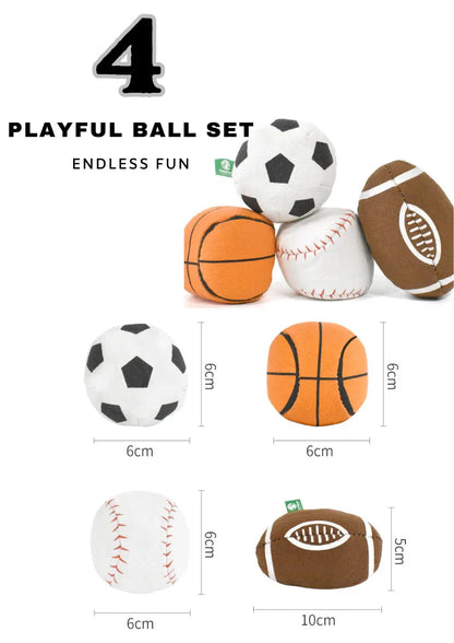 100% Silvervine (Matatabi)/Catnip Filled Sport Ball Set - 4-Pack