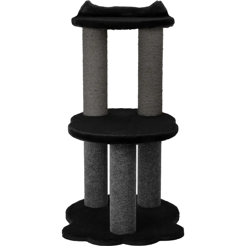 Relaxation - 2-Level Cat Tree - Black Faux Fur