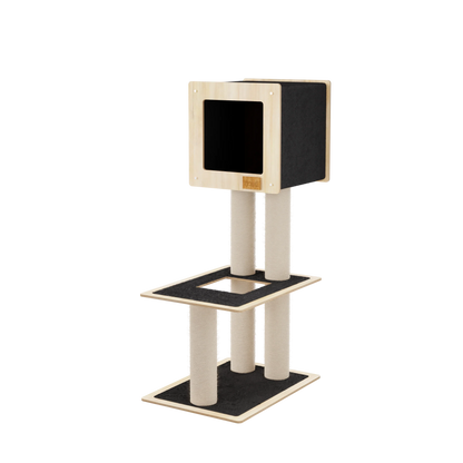 Cachette Cabane - Arbre à chat de luxe à 2 niveaux