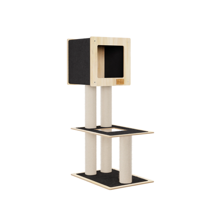 Cachette Cabane - Arbre à chat de luxe à 2 niveaux