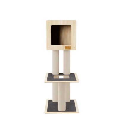 Cachette Cabane - Arbre à chat de luxe à 2 niveaux