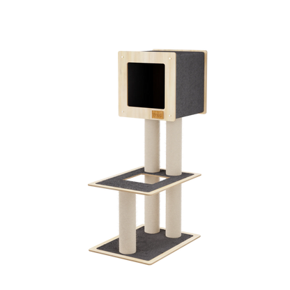 Cachette Cabane - Arbre à chat de luxe à 2 niveaux