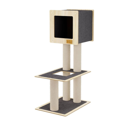 Cachette Cabane - Arbre à chat de luxe à 2 niveaux