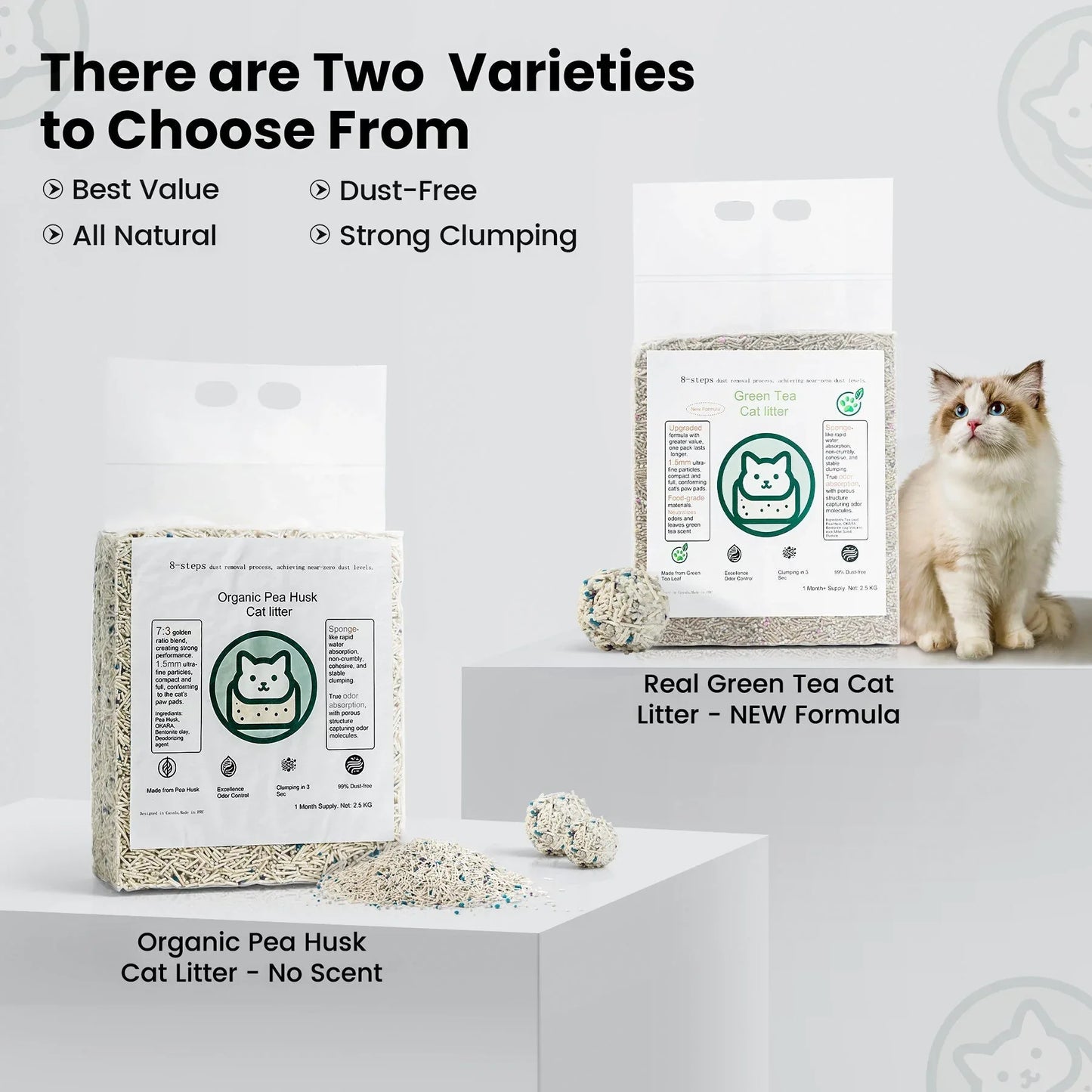 Litière pour chat Tofu Thé Vert Pack Cubique